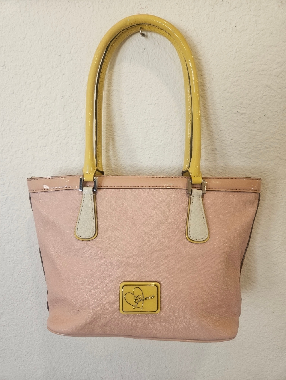 Vintage Y2K Guess Pink Tote with Yellow Handles